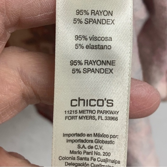 Chico’s Women’s Extra L Paisley V Neck pink Orange Print - Picture 8 of 9